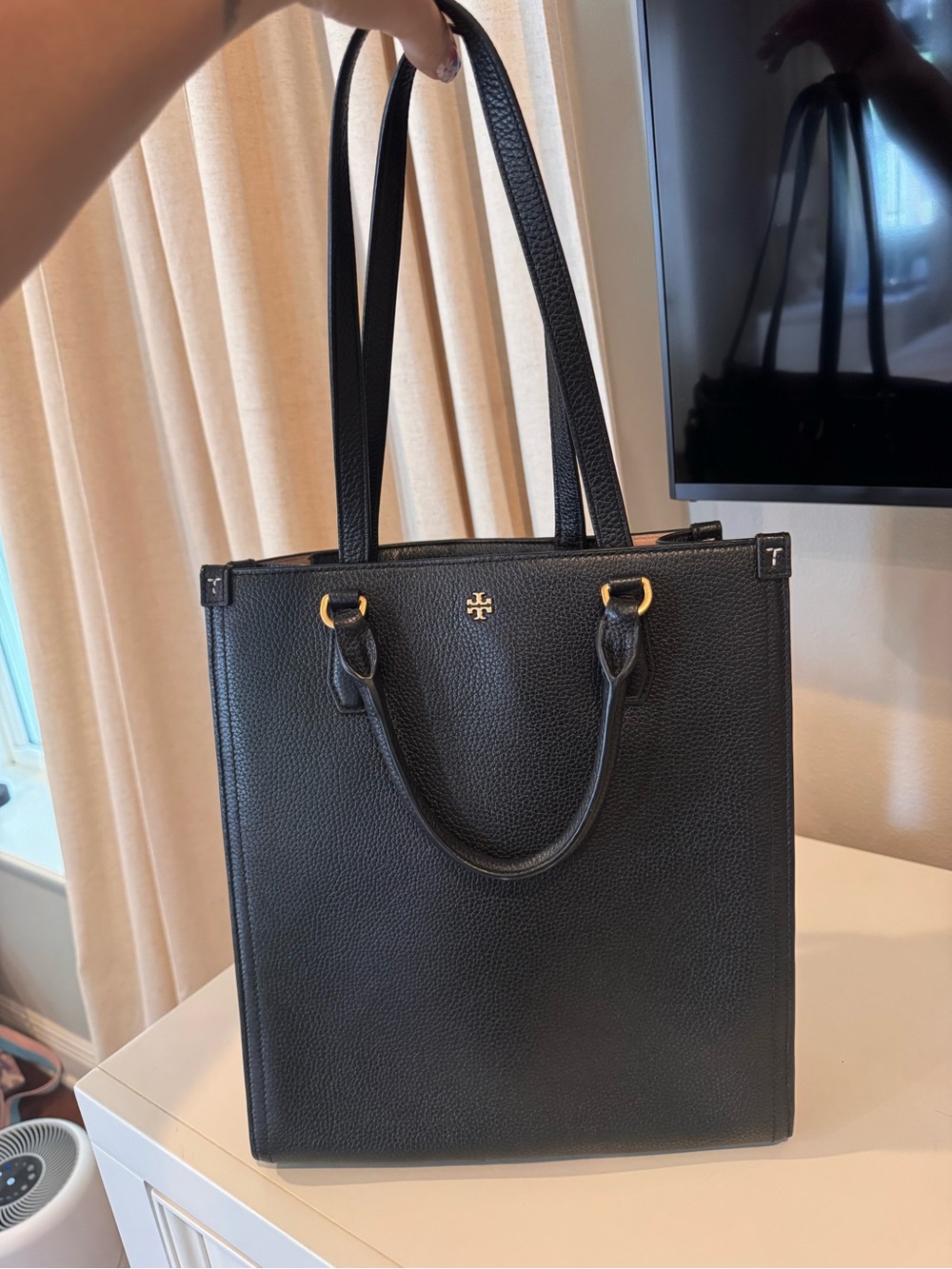 Tory Burch Black Pebbled Leather Vertical purse/laptop/briefcase bag - Picture 6 of 6